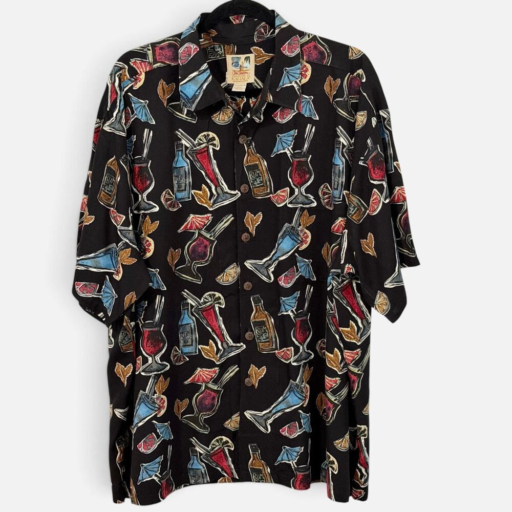 Kahala John Severson Hawaiian Shirt Vintage 90s Y2K Cocktails Aloha Rayon Sz XXL